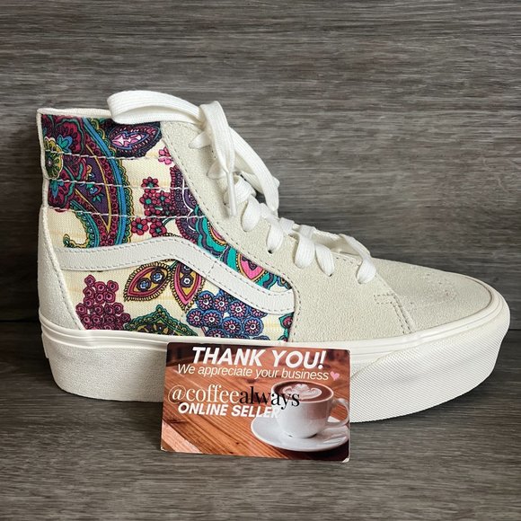 Vans Sk8-Hi Tapered Paisley Bloom Turtledove Platform Women's NWB - Picture 4 of 8